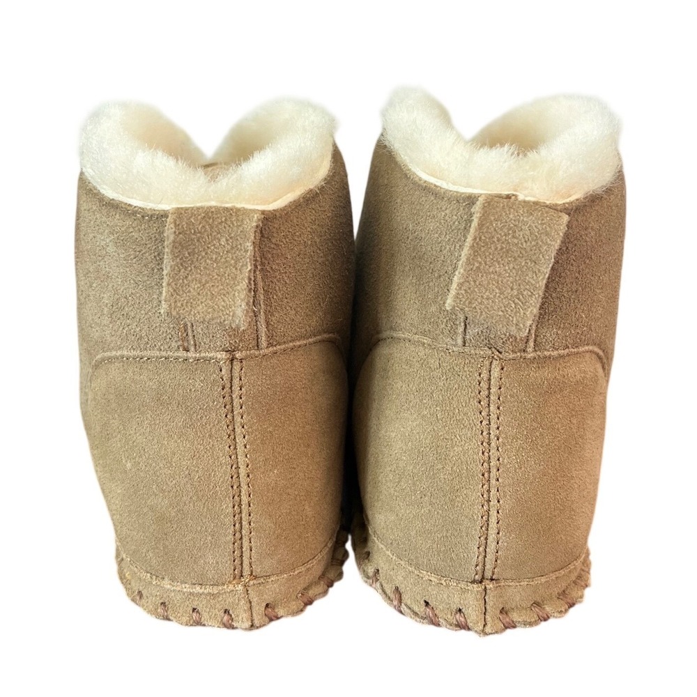 The Vermont Country Store Womens 9M Shearling Lined Suede Slipper Booties Tan - Picture 5 of 8